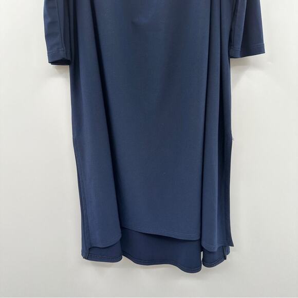 Clara Sun Woo Navy Blue Scoop Neck Cold Shoulder Tunic Top Sz 1X - Picture 3 of 9